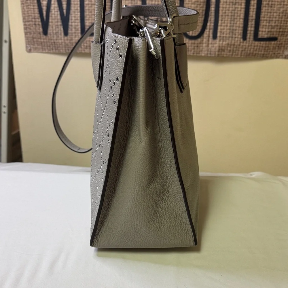Michael Kors Studded Satchel Tote –‎ Gray Leather